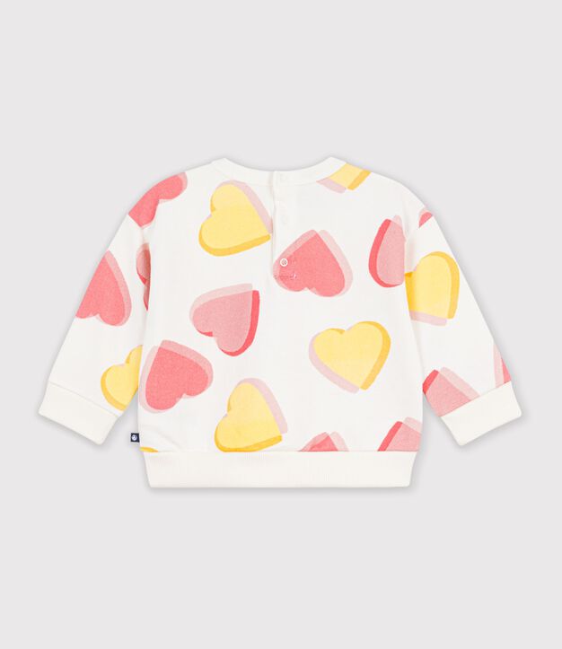 Baby-Sweatshirt aus Baumwolle mit Hertmotiv weiss/vielfarbig