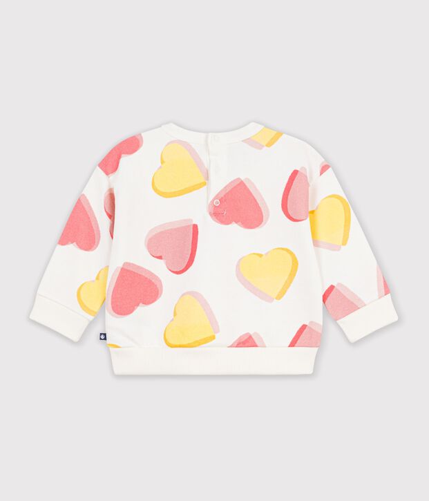 Baby-Sweatshirt aus Baumwolle mit Hertmotiv weiss/vielfarbig