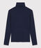 Klassischer Unterziehpullover mit Mäusezähnchen-Details aus Baumwolle für Damen blau SMOKING