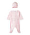 Baby-Mädchen-Strampler und Mütze für Neugeborene rosa VIENNE/weiss MULTICO