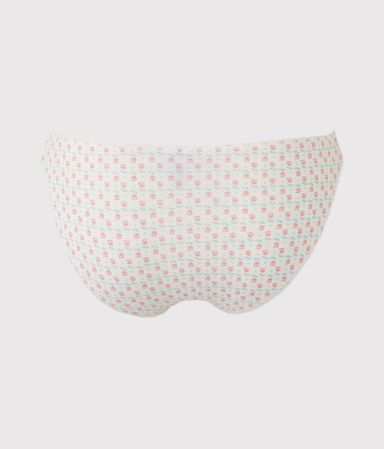 Bedruckter Mädchen-Slip aus Stretch-Jersey weiss LAIT/weiss MULTICO