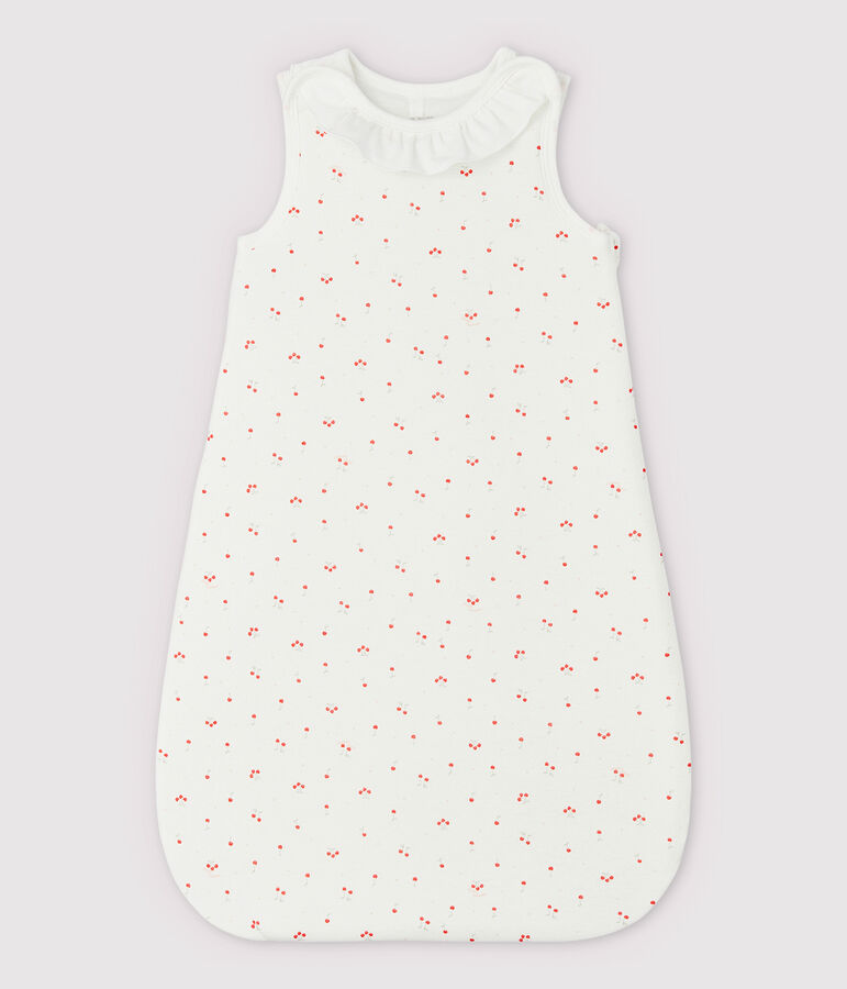 Baby-Schlafsack mit Kragen aus Bio-Baumwolle mit Kirschen-Motiv weiss/vielfarbig
