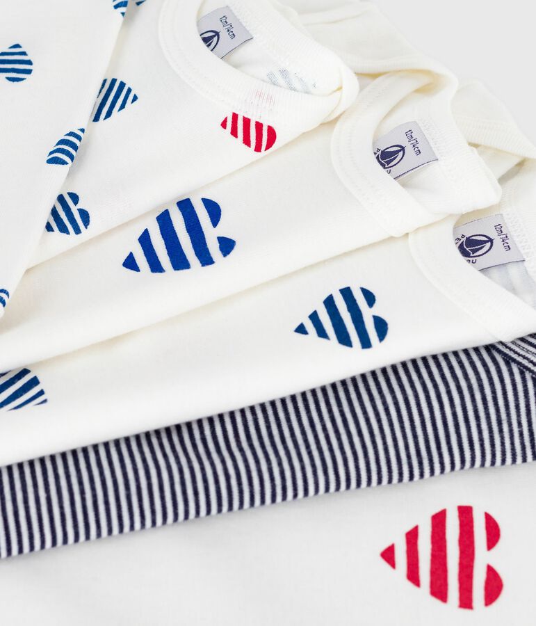 Set lang&auml;rmeliger Baby-Bodys aus Baumwolle mit Herzmotiv vielfarbig