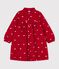 Lang&auml;rmeliges Kinder-Kleid aus Feincord mit Schleifenmotiv rot/naturfarben