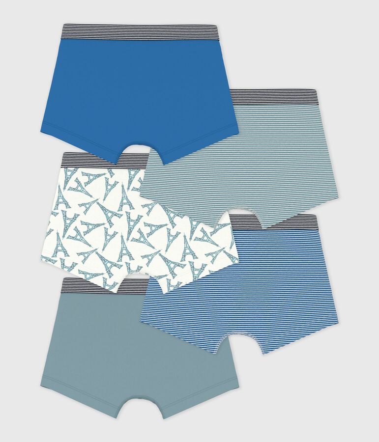 Set Kinder-Boxershorts aus Baumwolle mit Eiffelturm-Motiv vielfarbig