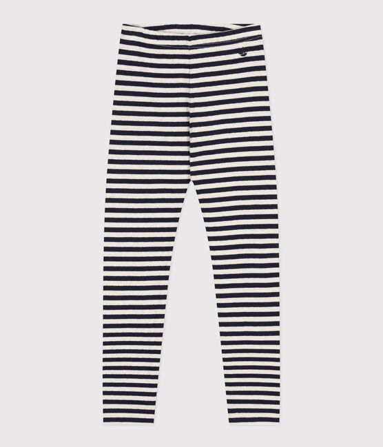 Kinder-Leggings aus Doppeljersey für Mädchen blau SMOKING/weiss MARSHMALLOW