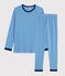 Kinderpyjama aus Rippstrick mit Ringelmuster blau RUISSEAU/weiss MARSHMALLOW