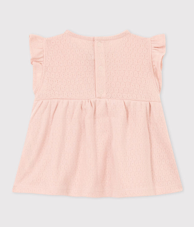 &Auml;rmellose Baby-Bluse aus Ajour-Strick rosa