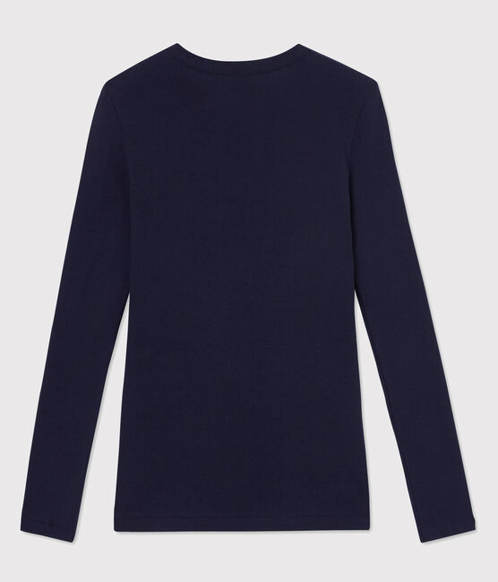 Eng anliegendes T-Shirt mit Rundhalsausschnitt aus Baumwolle für Damen blau SMOKING