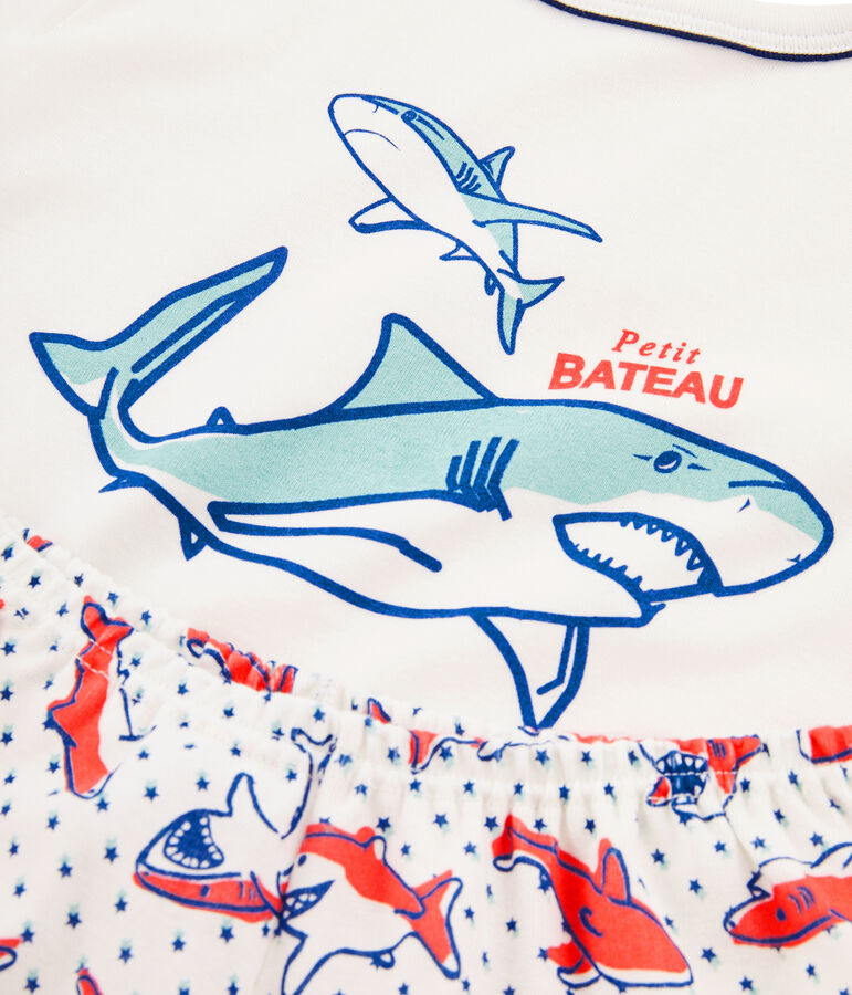 Rippstrick-Kurzpyjama f&uuml;r kleine Jungen weiss/vielfarbig