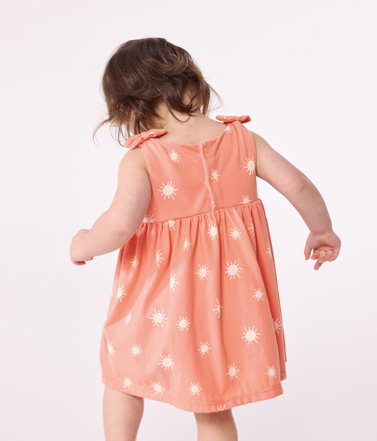 &Auml;rmelloses Baby-Kleid aus Jersey mit Sonnenmuster orange/weiss