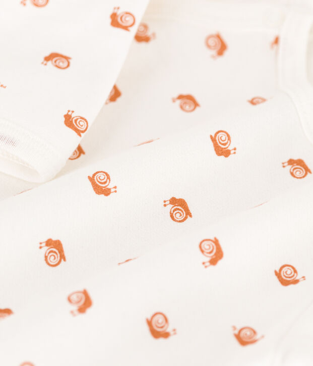 Bedruckter Baby-Strampler aus Molton weiss/braun