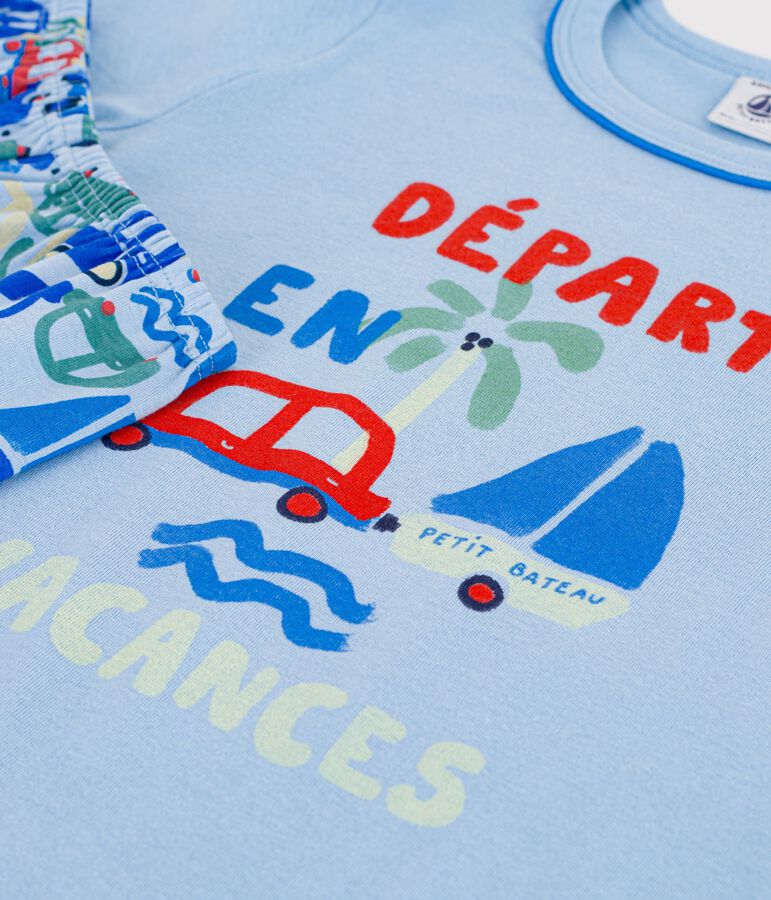 Kinder-Kurzpyjama aus Baumwolle mit Automotiv FLO/ MULTICO