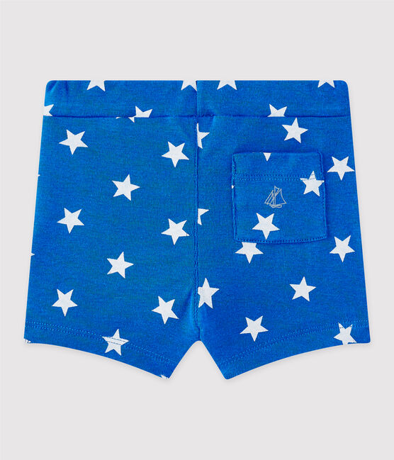 Bedruckte Baby-Jungen-Shorts blau PERSE/weiss MARSHMALLOW