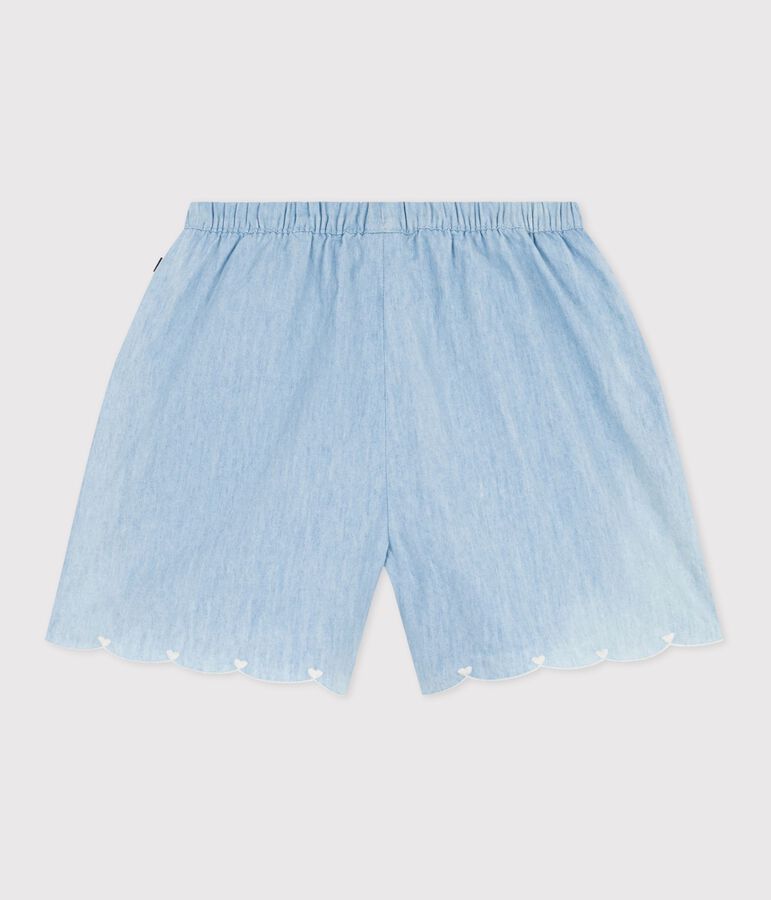 Kinder-Shorts aus einfarbiger Baumwolle blau BLEU CLAIR