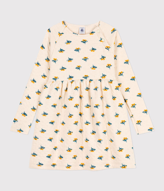 Langärmeliges Kleid mit Printmotiv für Mädchen weiss AVALANCHE/ MULTICO