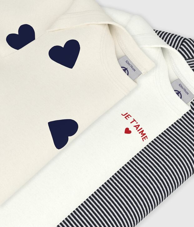 Set kurz&auml;rmeliger Baby-Bodys aus Baumwolle mit Herzmotiv vielfarbig