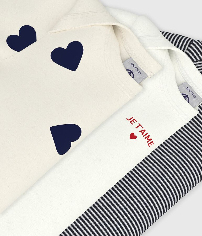 Set kurz&auml;rmeliger Baby-Bodys aus Baumwolle mit Herzmotiv vielfarbig