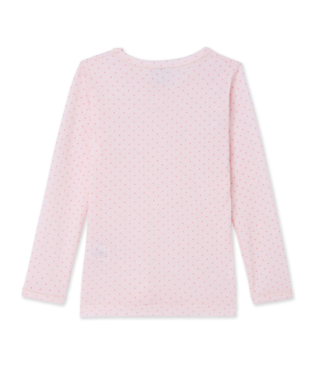 T-Shirt, Langarm, f&uuml;r M&auml;dchen aus Wolle und Baumwolle rosa/rosa