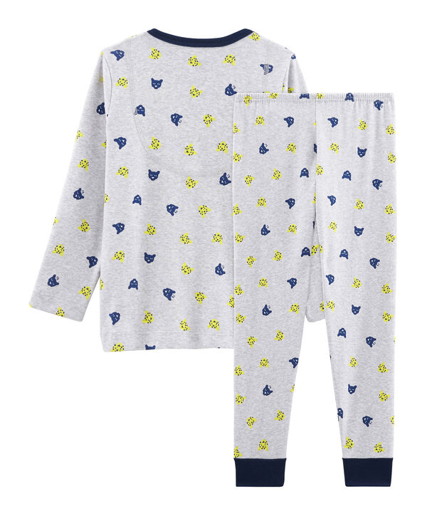Rippstrick-Pyjama f&uuml;r kleine Jungen grau/vielfarbig