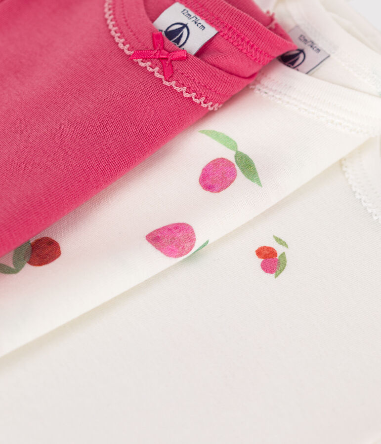 3er-Set kurz&auml;rmelige Baby-Bodys aus Baumwolle mit Blumenmuster vielfarbig