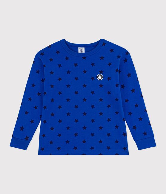 Langärmeliges Kinder-T-Shirt aus bedruckter Baumwolle blau OLYMPIC+SOIR