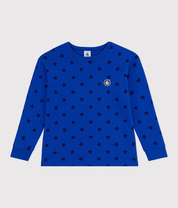 Lang&auml;rmeliges Kinder-T-Shirt aus bedruckter Baumwolle blau/blau