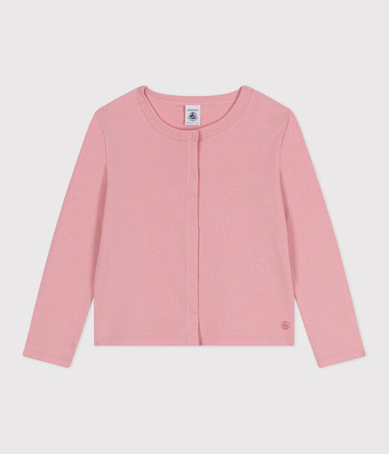 Kinder-Cardigan aus einfarbiger Baumwolle rosa CHARME