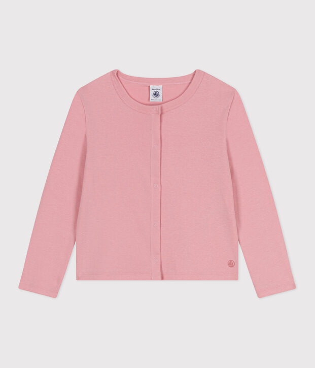 Kinder-Cardigan aus einfarbiger Baumwolle rosa