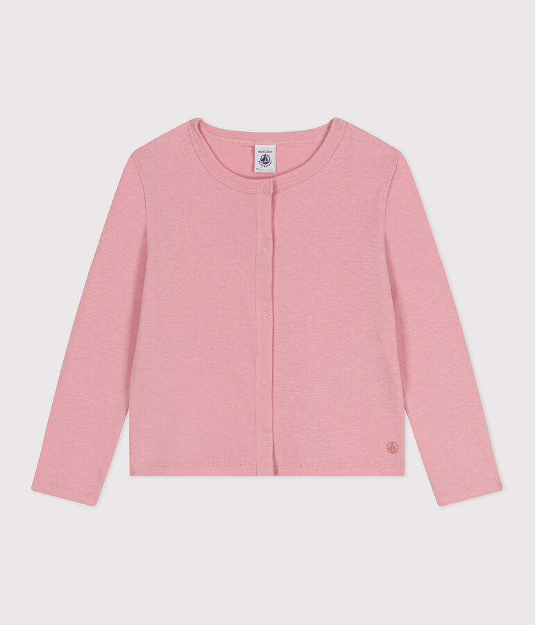 Kinder-Cardigan aus einfarbiger Baumwolle rosa