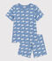 Kurzer Kinderpyjama aus Baumwolle mit Walmuster blau BEACH/ MARSHMALLOW