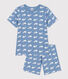 Kurzer Kinderpyjama aus Baumwolle mit Walmuster