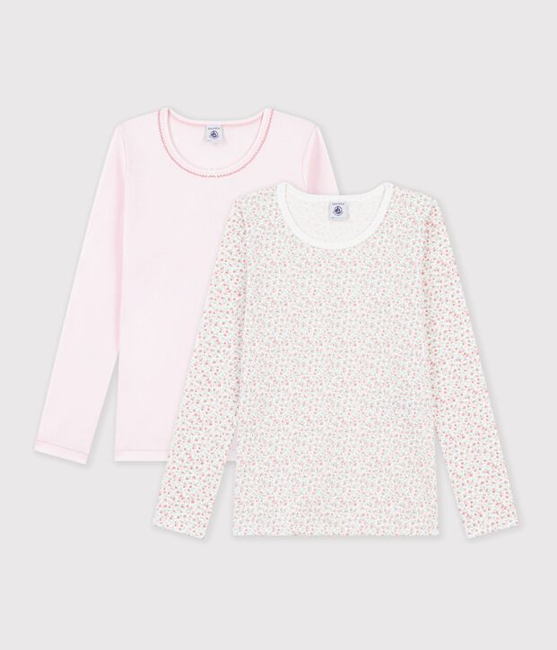 Set lang&auml;rmeliger Kinder T-Shirts aus Baumwolle mit Blumenmuster vielfarbig