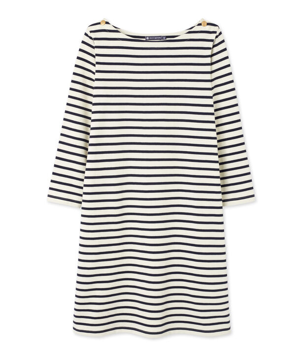 Robe marini&egrave;re femme en jersey lourd weiss/blau