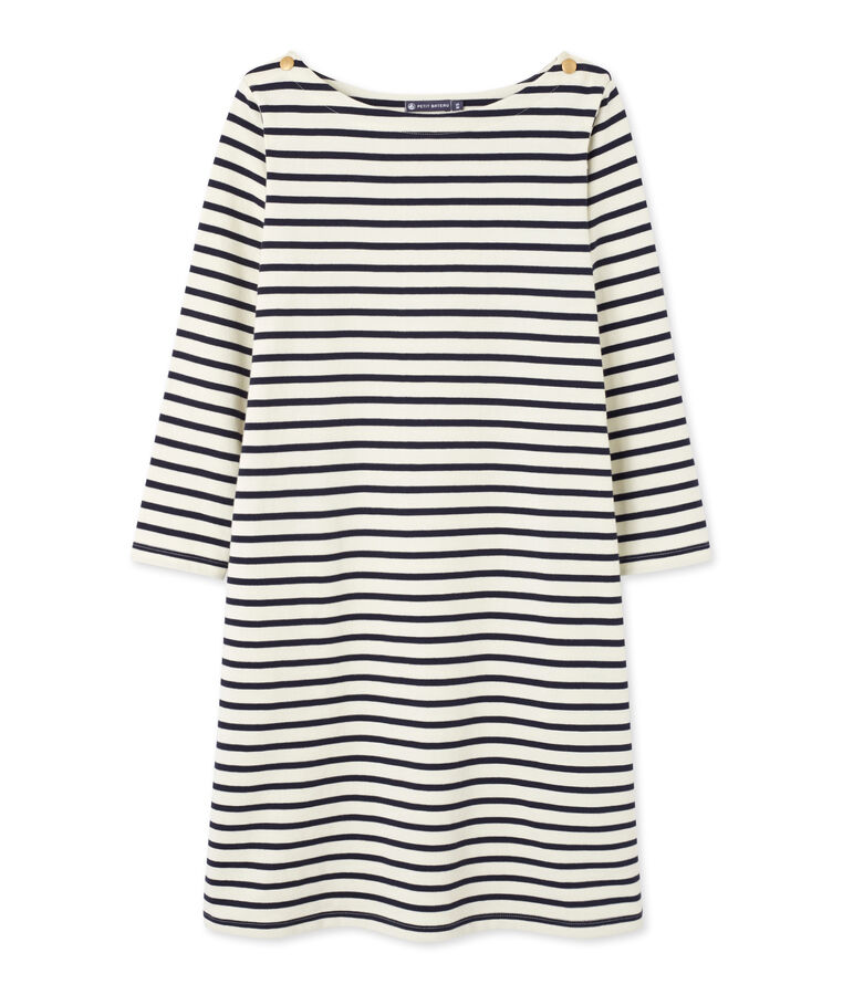 Robe marini&egrave;re femme en jersey lourd weiss/blau