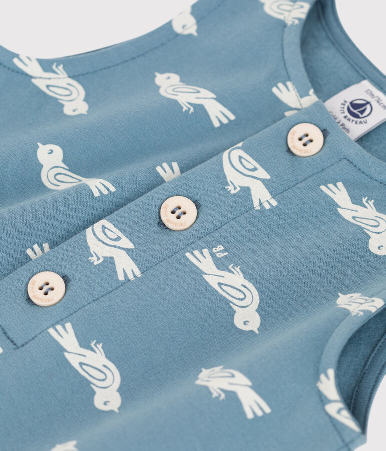 Langer Baby-Overall aus Molton blau/weiss