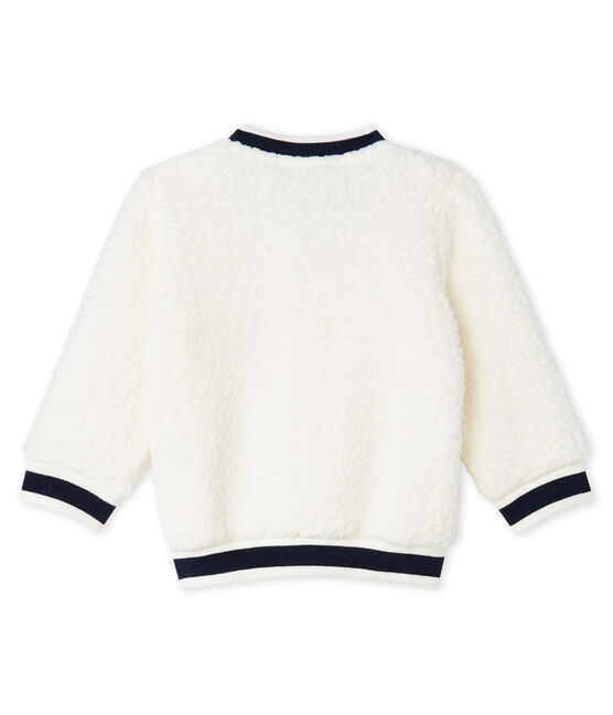 Unisex-Baby-Cardigan aus Sherpa in Schaffelloptik weiss MARSHMALLOW