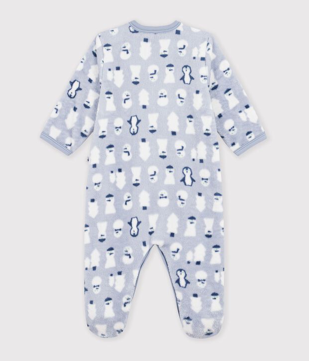 Baby Overall-Pyjama aus Fleece mit Schneemann-Motiv blau/vielfarbig