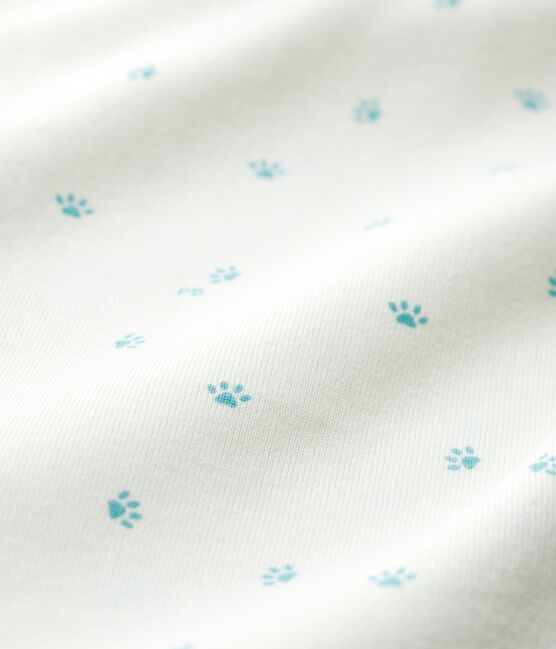Kurzärmeliger Baby-Body mit Babyfüßchen-Motiv weiss MARSHMALLOW/weiss MISTIGRI