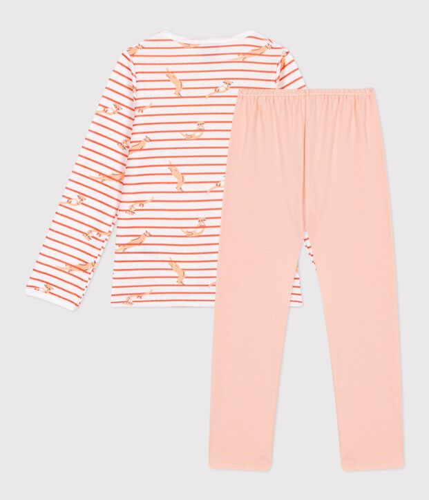 Pyjama  en velours weiss/rosa/vielfarbig