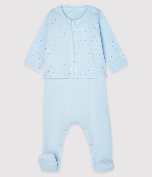 2-teiliges Baby-Ensemble aus Rippstrick blau/blau