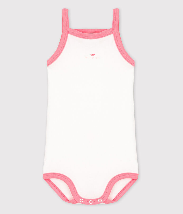 Baby-Tr&auml;gerbodys f&uuml;r M&auml;dchen weiss/rosa