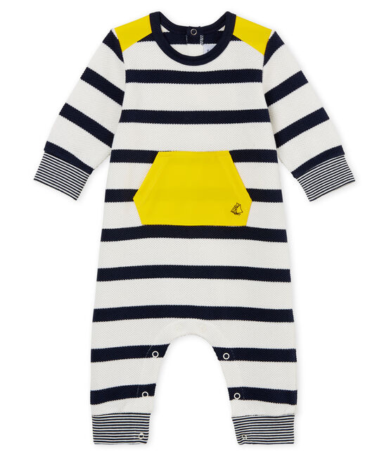 Baby-labgoverall mit seemannsstreifen jungen weiss MARSHMALLOW/blau SMOKING