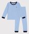 Kinder-Pyjama aus Baumwolle mit Streifen blau EDNA/weiss MARSHMALLOW