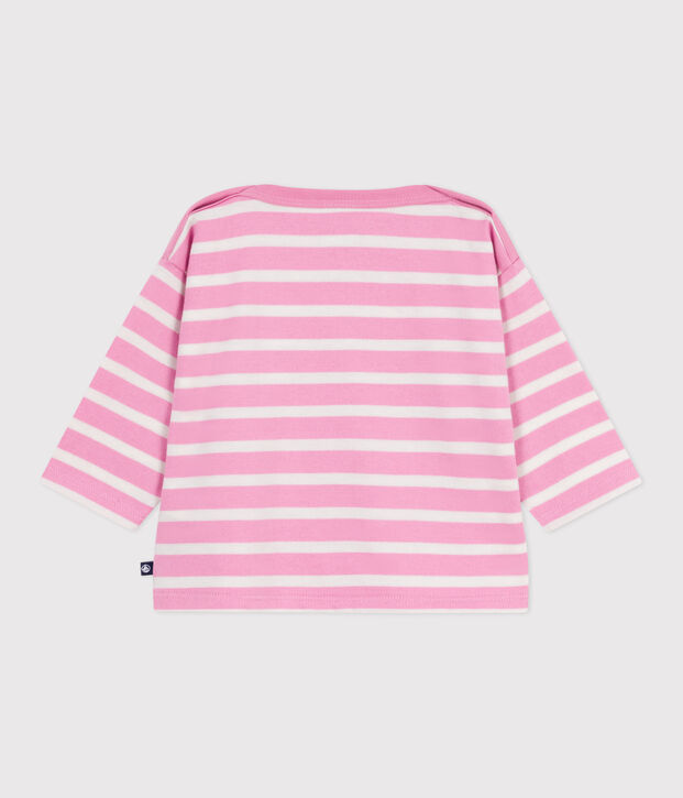 Baby-Streifenshirt aus Baumwolle rosa/naturfarben