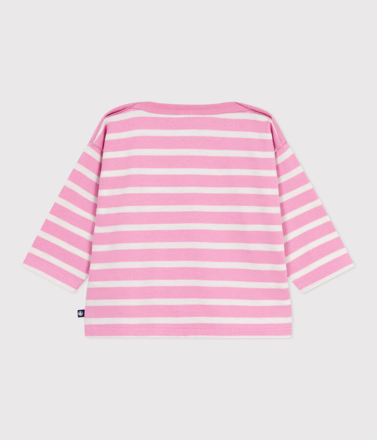 Baby-Streifenshirt aus Baumwolle rosa/naturfarben