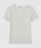 T-Shirt L’ICONIQUE aus Baumwolle mit V-Ausschnitt für Damen grau BELUGA CHINE