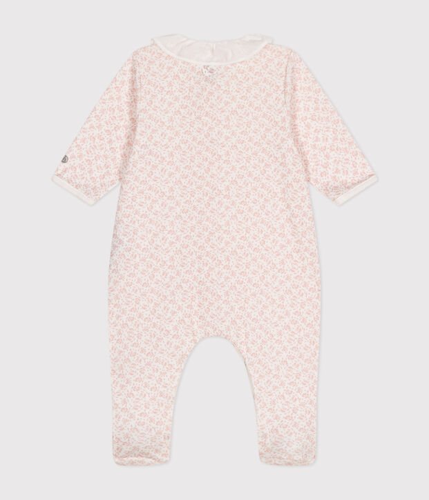 Baby-Strampler aus Baumwolle mit Blumenprint weiss/rosa