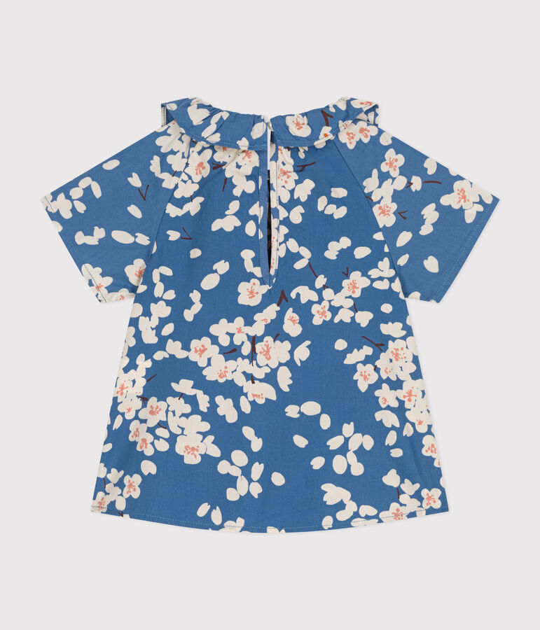 Kurz&auml;rmelige Baby-Bluse aus Popeline f&uuml;r M&auml;dchen blau/vielfarbig