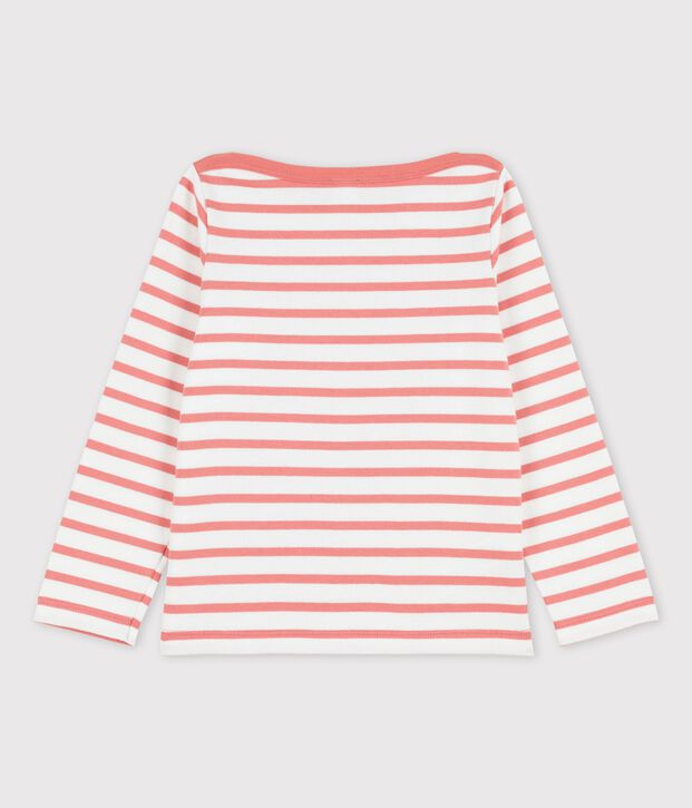 Streifenshirt aus Baumwolle f&uuml;r M&auml;dchen und Jungen weiss/rosa